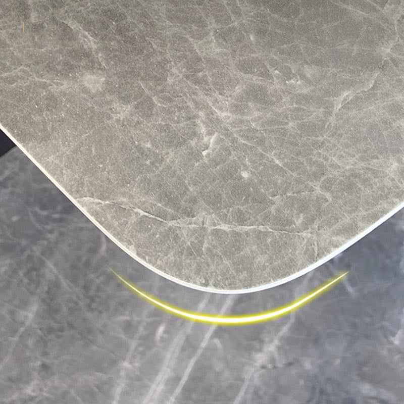 Eigentijdse stenen eettafel rechthoek eettafel met 4 houten benen in zwart