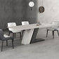Stone Rectangle Dining Table Contemporary Dining Table with Pedestal Base