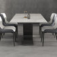Stone Rectangle Dining Table Contemporary Dining Table with Pedestal Base