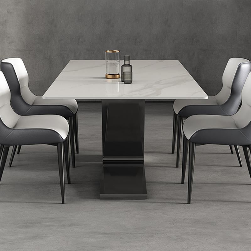 Stone Rectangle Dining Table Contemporary Dining Table with Pedestal Base