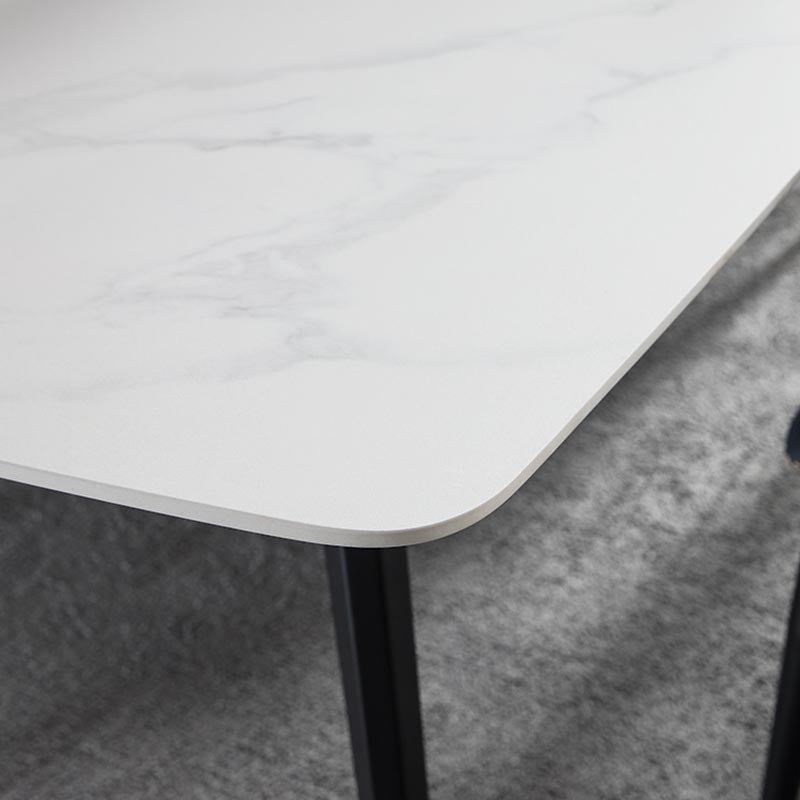 Rectangle Industrial Stone Table Standard Height Kitchen Room Table with 4 Legs