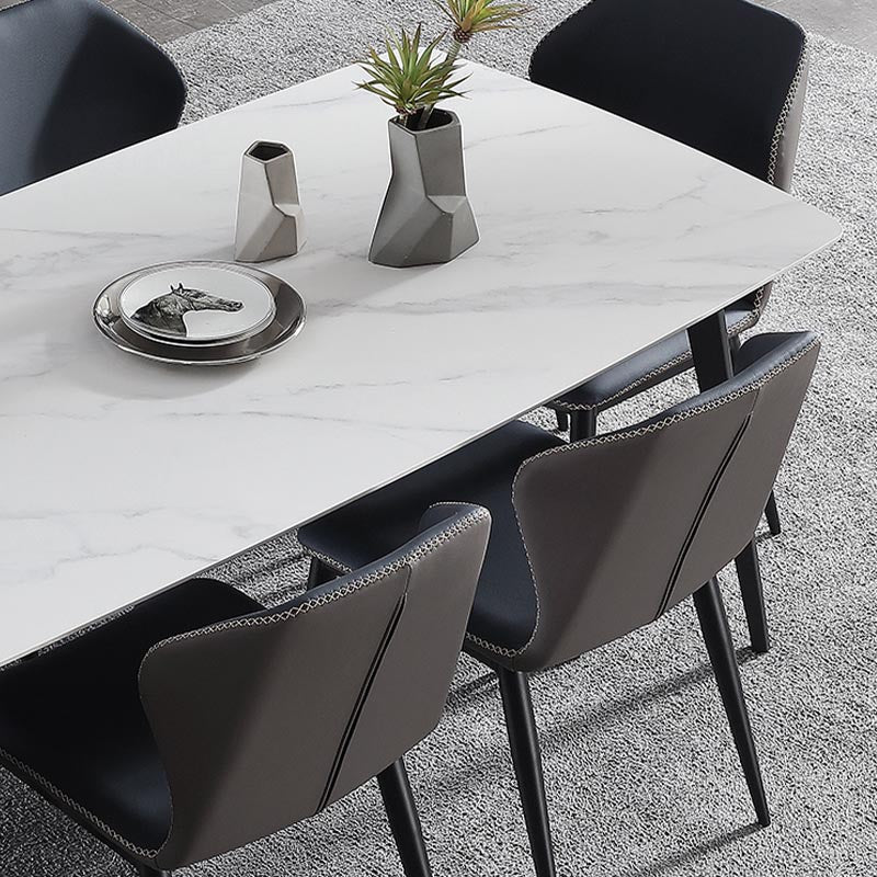 Rectangle Industrial Stone Table Standard Height Kitchen Room Table with 4 Legs