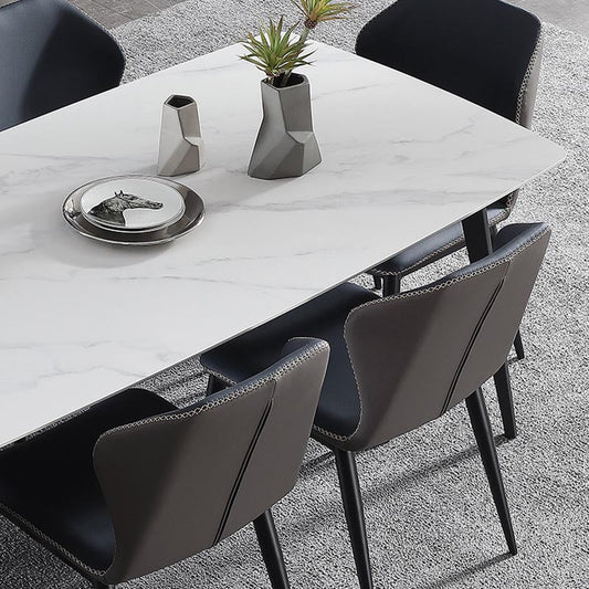 Rectangle Industrial Stone Table Standard Height Kitchen Room Table with 4 Legs