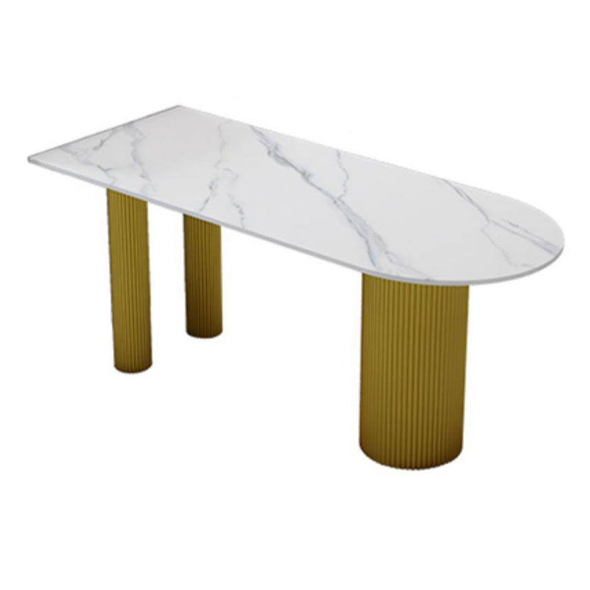 Free Form Stone Top Dining Table Iron Base Dining Table for Dining Room