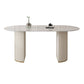 Contemporary Dining Table Stone Dining Table in White with Double Pedestal Oval Without Chairs Clearhalo 'Dining Tables & Seating' 'Dining Tables' 'dining_table' 'furn' 'furn_dining_table' 'Furniture' 'Kitchen & Dining Furniture' 5589346