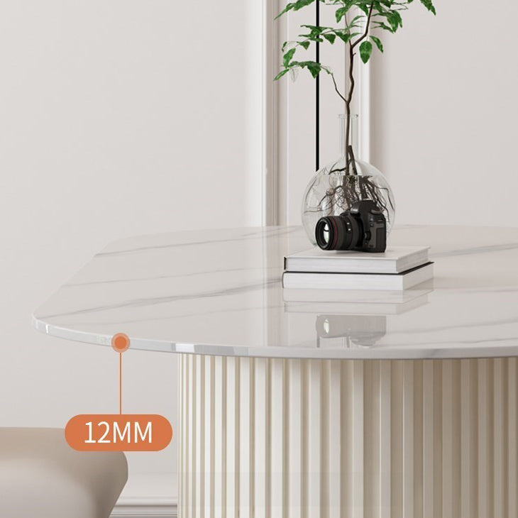 Contemporary Dining Table Stone Dining Table in White with Double Pedestal Clearhalo 'Dining Tables & Seating' 'Dining Tables' 'dining_table' 'furn' 'furn_dining_table' 'Furniture' 'Kitchen & Dining Furniture' 5589347