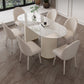 Contemporary Dining Table Stone Dining Table in White with Double Pedestal Clearhalo 'Dining Tables & Seating' 'Dining Tables' 'dining_table' 'furn' 'furn_dining_table' 'Furniture' 'Kitchen & Dining Furniture' 5589356