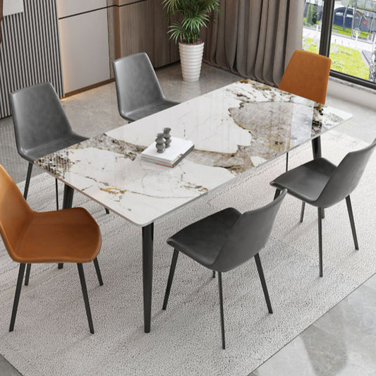 Sintered Stone Rectangle Dining Table Industrial Dining Room Table Pandora Gold Without Chairs
