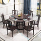 Rubberwood Solid Wood Table Round Dining Table for Kitchen Table Dark Coffee Without Chairs Clearhalo 'Dining Tables & Seating' 'Dining Tables' 'dining_table' 'furn' 'furn_dining_table' 'Furniture' 'Kitchen & Dining Furniture' 5589388