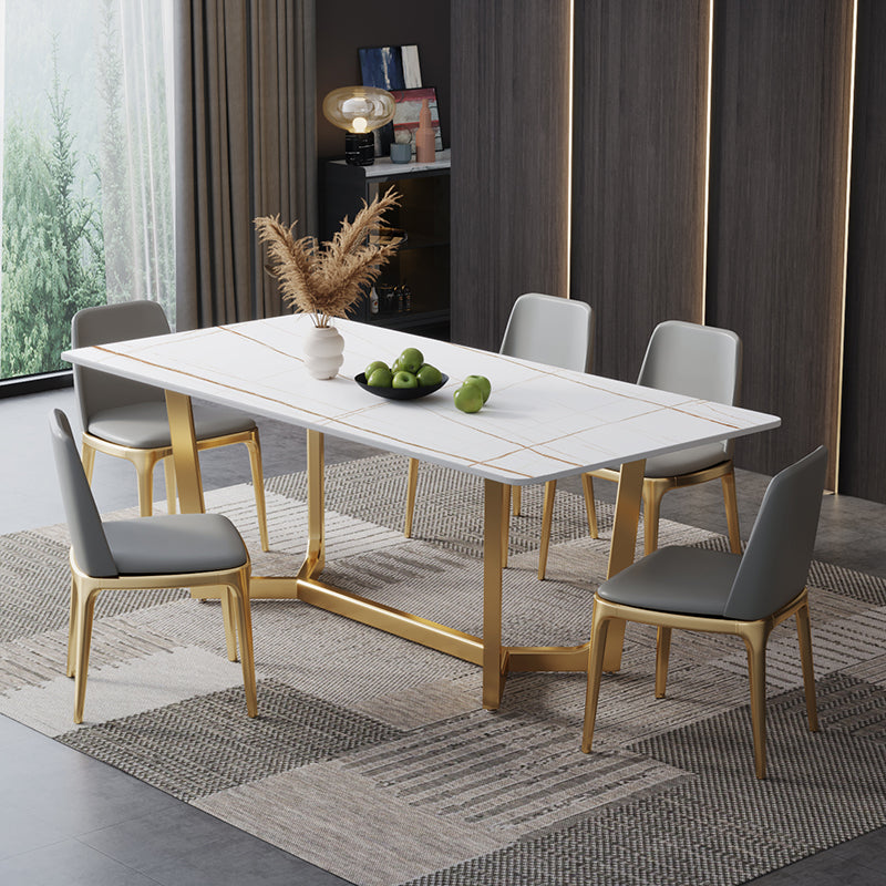 Mesa de comedor de piedra sinterizada mesa de comedor industrial con base de caballete