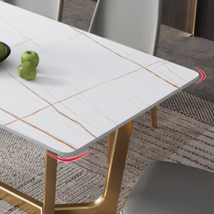 Mesa de comedor de piedra sinterizada mesa de comedor industrial con base de caballete