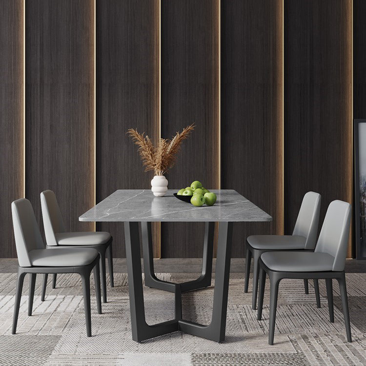 Mesa de comedor de piedra sinterizada mesa de comedor industrial con base de caballete