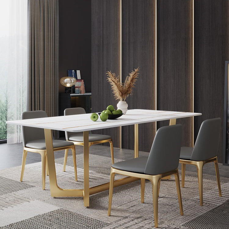 Mesa de comedor de piedra sinterizada mesa de comedor industrial con base de caballete