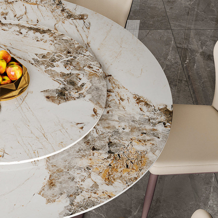 Round Sintered Stone Dining Table Modern Convertible Furniture with Pedestal Base Clearhalo 'Dining Tables & Seating' 'Dining Tables' 'dining_table' 'furn' 'furn_dining_table' 'Furniture' 'Kitchen & Dining Furniture' 5589427