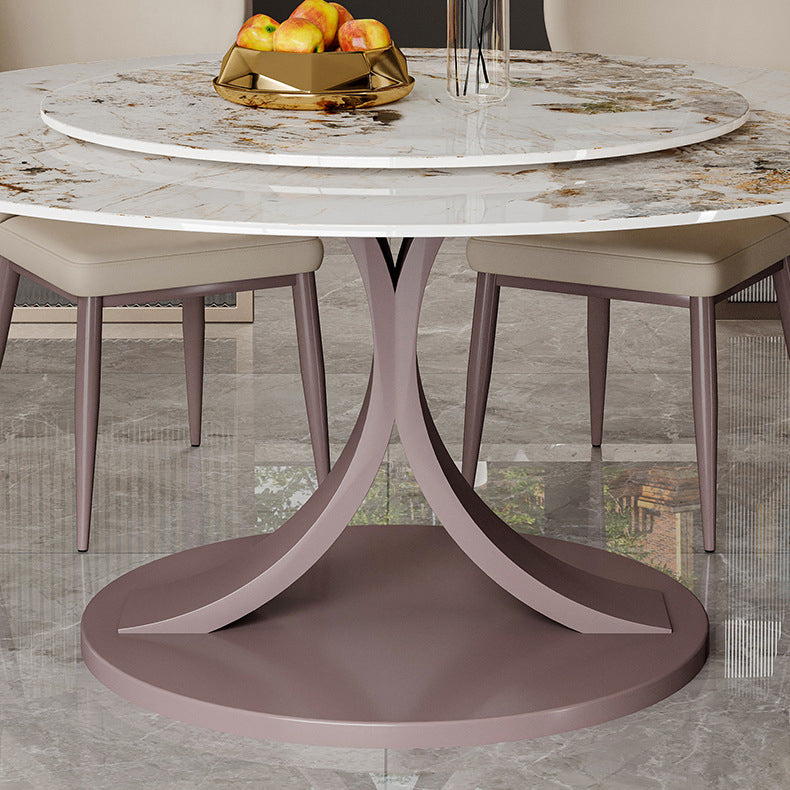 Round Sintered Stone Dining Table Modern Convertible Furniture with Pedestal Base Clearhalo 'Dining Tables & Seating' 'Dining Tables' 'dining_table' 'furn' 'furn_dining_table' 'Furniture' 'Kitchen & Dining Furniture' 5589430