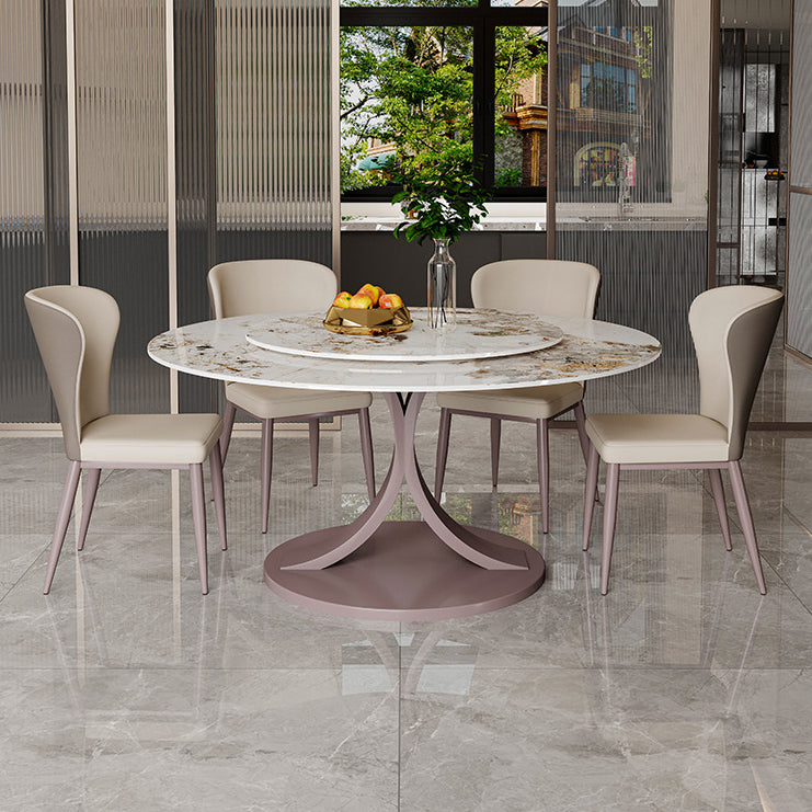 Round Sintered Stone Dining Table Modern Convertible Furniture with Pedestal Base Clearhalo 'Dining Tables & Seating' 'Dining Tables' 'dining_table' 'furn' 'furn_dining_table' 'Furniture' 'Kitchen & Dining Furniture' 5589433