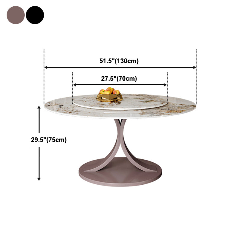 Round Sintered Stone Dining Table Modern Convertible Furniture with Pedestal Base Clearhalo 'Dining Tables & Seating' 'Dining Tables' 'dining_table' 'furn' 'furn_dining_table' 'Furniture' 'Kitchen & Dining Furniture' 5589436