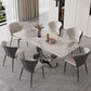 Contemporary Pedestal Dining Table Rectangle Sintered Stone Top Table for Home