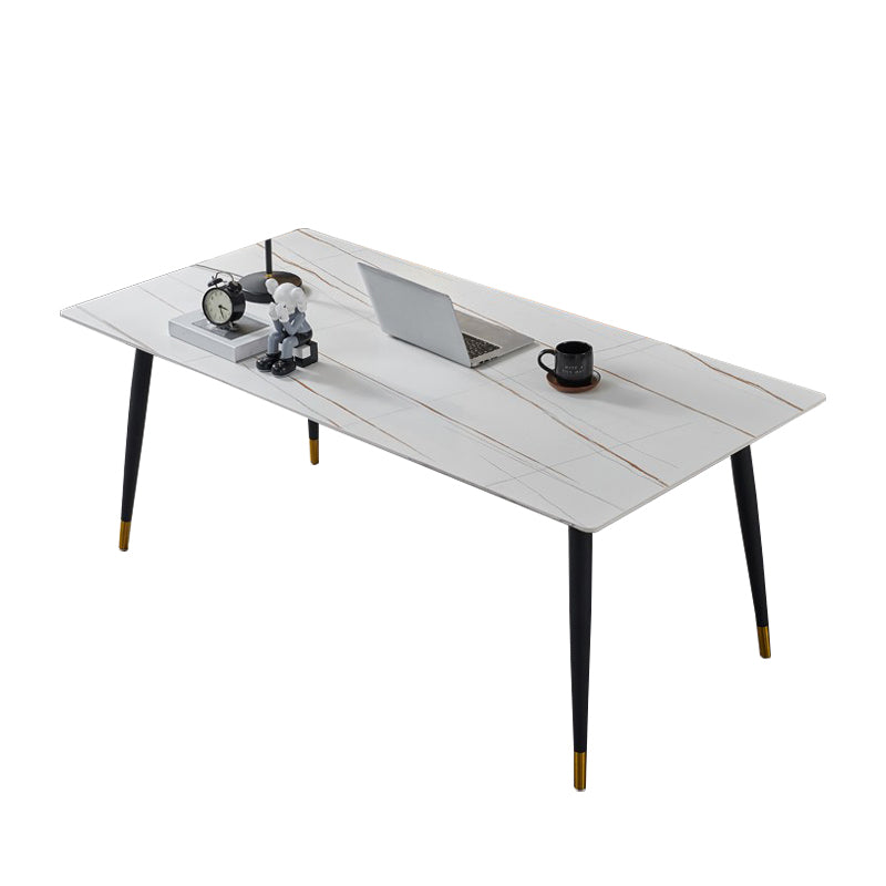 Sintered Stone Home Dining Table Industrial Rectangle Dining Room Table White Without Chairs Clearhalo 'Dining Tables & Seating' 'Dining Tables' 'dining_table' 'furn' 'furn_dining_table' 'Furniture' 'Kitchen & Dining Furniture' 5589470