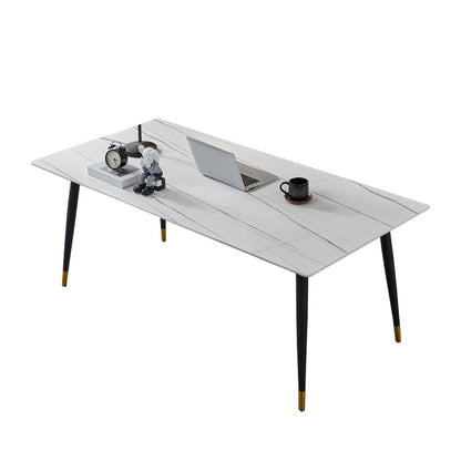 Sintered Stone Home Dining Table Industrial Rectangle Dining Room Table White Without Chairs Clearhalo 'Dining Tables & Seating' 'Dining Tables' 'dining_table' 'furn' 'furn_dining_table' 'Furniture' 'Kitchen & Dining Furniture' 5589470