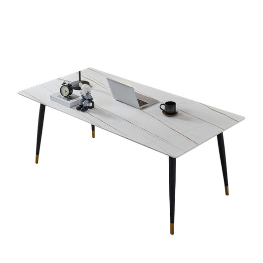 Sintered Stone Home Dining Table Industrial Rectangle Dining Room Table White Without Chairs