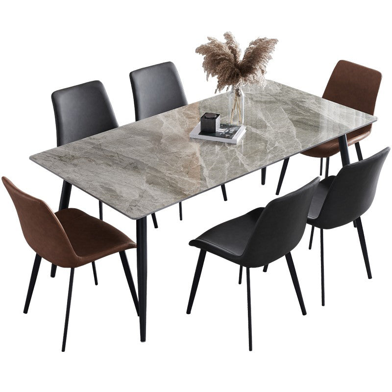 Sintered Stone Home Dining Table Industrial Rectangle Dining Room Table Gray Without Chairs Clearhalo 'Dining Tables & Seating' 'Dining Tables' 'dining_table' 'furn' 'furn_dining_table' 'Furniture' 'Kitchen & Dining Furniture' 5589473