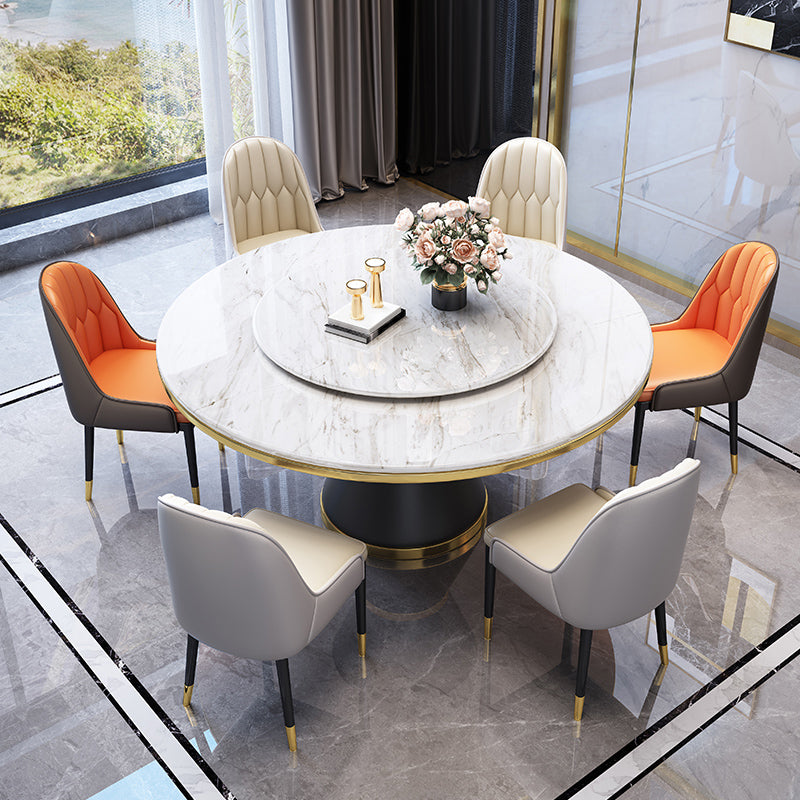 Contemporary Dining Table Pedestal Table for Home Kitchen Dinner White 51.2"L x 51.2"W x 29.5"H Without Chairs Clearhalo 'Dining Tables & Seating' 'Dining Tables' 'dining_table' 'furn' 'furn_dining_table' 'Furniture' 'Kitchen & Dining Furniture' 5589500
