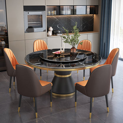 Contemporary Dining Table Pedestal Table for Home Kitchen Dinner Black Without Chairs Clearhalo 'Dining Tables & Seating' 'Dining Tables' 'dining_table' 'furn' 'furn_dining_table' 'Furniture' 'Kitchen & Dining Furniture' 5589501