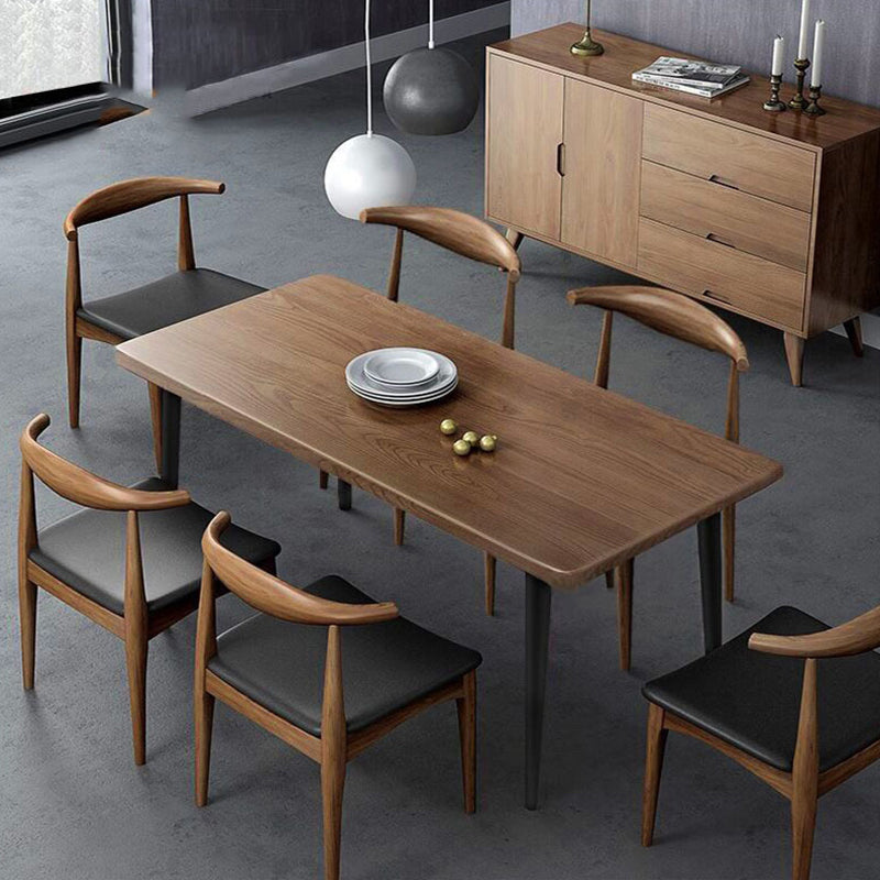 Natural-Brown Solid Wood Dining Table Rectangular Modern Furniture with 4 Legs Brown Without Chairs Clearhalo 'Dining Tables & Seating' 'Dining Tables' 'dining_table' 'furn' 'furn_dining_table' 'Furniture' 'Kitchen & Dining Furniture' 5589531