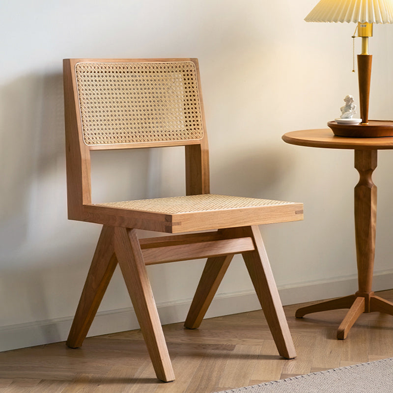 Natural Scandinavian Dining Chairs Rubber Wood Low Back Dining Side Chair Clearhalo 'Dining Chairs' 'Dining Tables & Seating' 'dining_chair' 'furn' 'furn_dining_chair' 'Furniture' 'Kitchen & Dining Furniture' 5589541