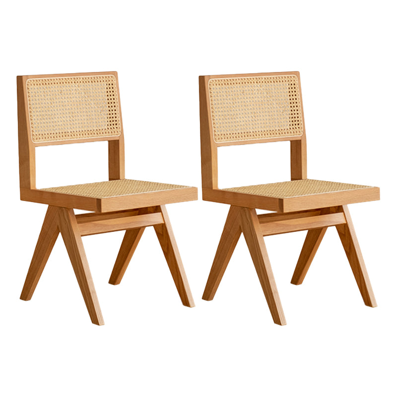 Natural Scandinavian Dining Chairs Rubber Wood Low Back Dining Side Chair Armless 2 Piece Set Clearhalo 'Dining Chairs' 'Dining Tables & Seating' 'dining_chair' 'furn' 'furn_dining_chair' 'Furniture' 'Kitchen & Dining Furniture' 5589542