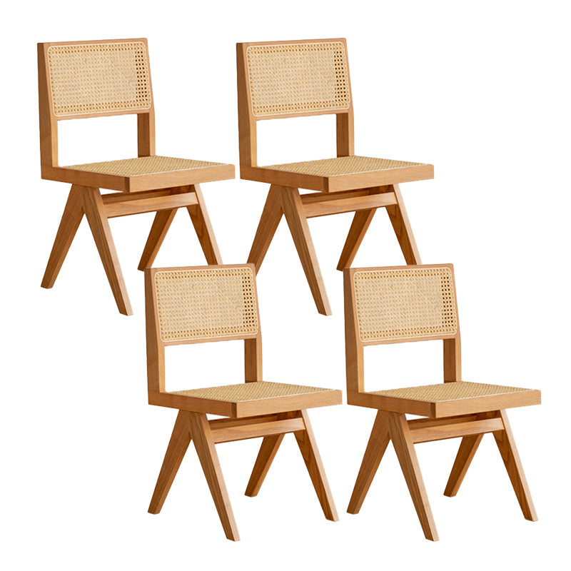 Natural Scandinavian Dining Chairs Rubber Wood Low Back Dining Side Chair Armless 4 Piece Set Clearhalo 'Dining Chairs' 'Dining Tables & Seating' 'dining_chair' 'furn' 'furn_dining_chair' 'Furniture' 'Kitchen & Dining Furniture' 5589544