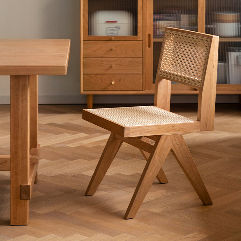 Natural Scandinavian Dining Chairs Rubber Wood Low Back Dining Side Chair Clearhalo 'Dining Chairs' 'Dining Tables & Seating' 'dining_chair' 'furn' 'furn_dining_chair' 'Furniture' 'Kitchen & Dining Furniture' 5589545