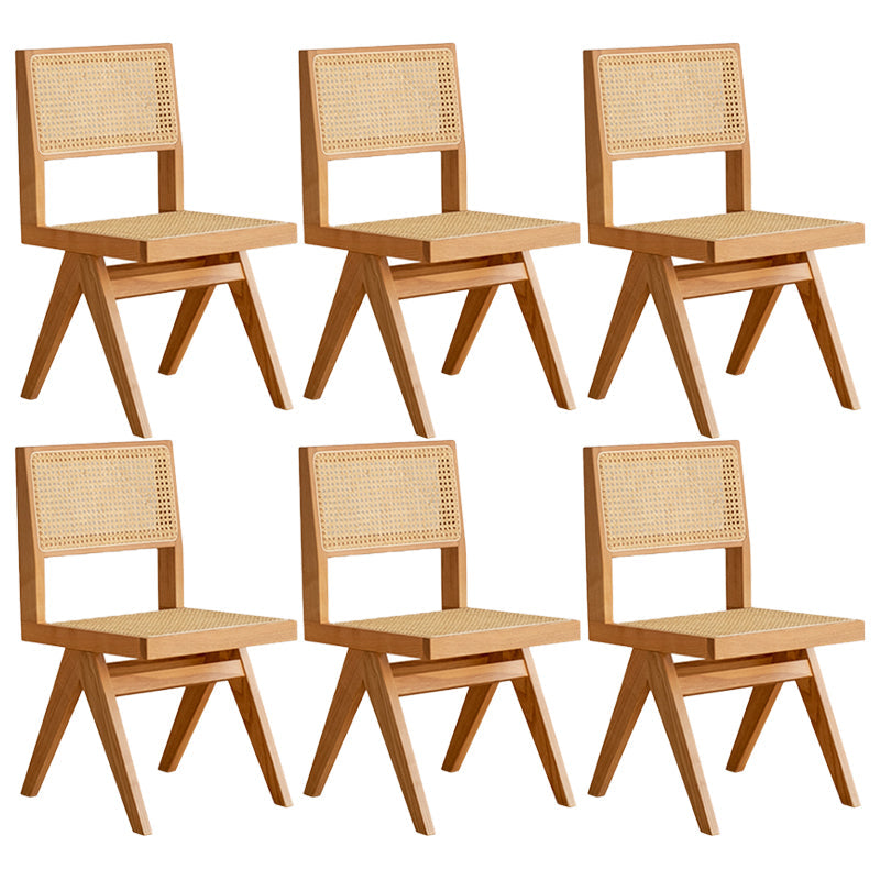 Natural Scandinavian Dining Chairs Rubber Wood Low Back Dining Side Chair Armless 6 Piece Set Clearhalo 'Dining Chairs' 'Dining Tables & Seating' 'dining_chair' 'furn' 'furn_dining_chair' 'Furniture' 'Kitchen & Dining Furniture' 5589546