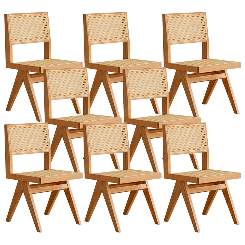 Natural Scandinavian Dining Chairs Rubber Wood Low Back Dining Side Chair Armless 8 Piece Set Clearhalo 'Dining Chairs' 'Dining Tables & Seating' 'dining_chair' 'furn' 'furn_dining_chair' 'Furniture' 'Kitchen & Dining Furniture' 5589547