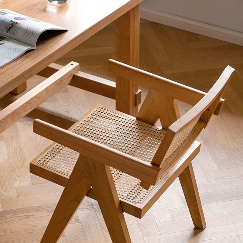 Natural Scandinavian Dining Chairs Rubber Wood Low Back Dining Side Chair Clearhalo 'Dining Chairs' 'Dining Tables & Seating' 'dining_chair' 'furn' 'furn_dining_chair' 'Furniture' 'Kitchen & Dining Furniture' 5589554