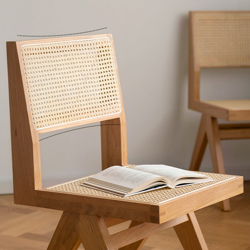 Natural Scandinavian Dining Chairs Rubber Wood Low Back Dining Side Chair Clearhalo 'Dining Chairs' 'Dining Tables & Seating' 'dining_chair' 'furn' 'furn_dining_chair' 'Furniture' 'Kitchen & Dining Furniture' 5589557