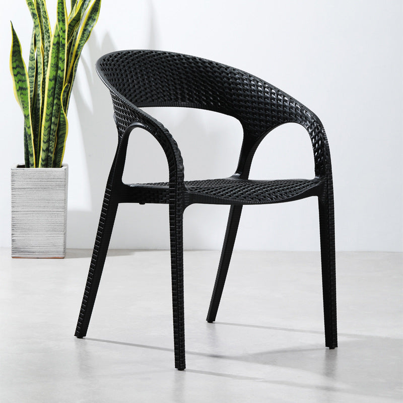 Modern Style Dining Chair Plastic Arm Chair with Plastic Legs for Kitchen