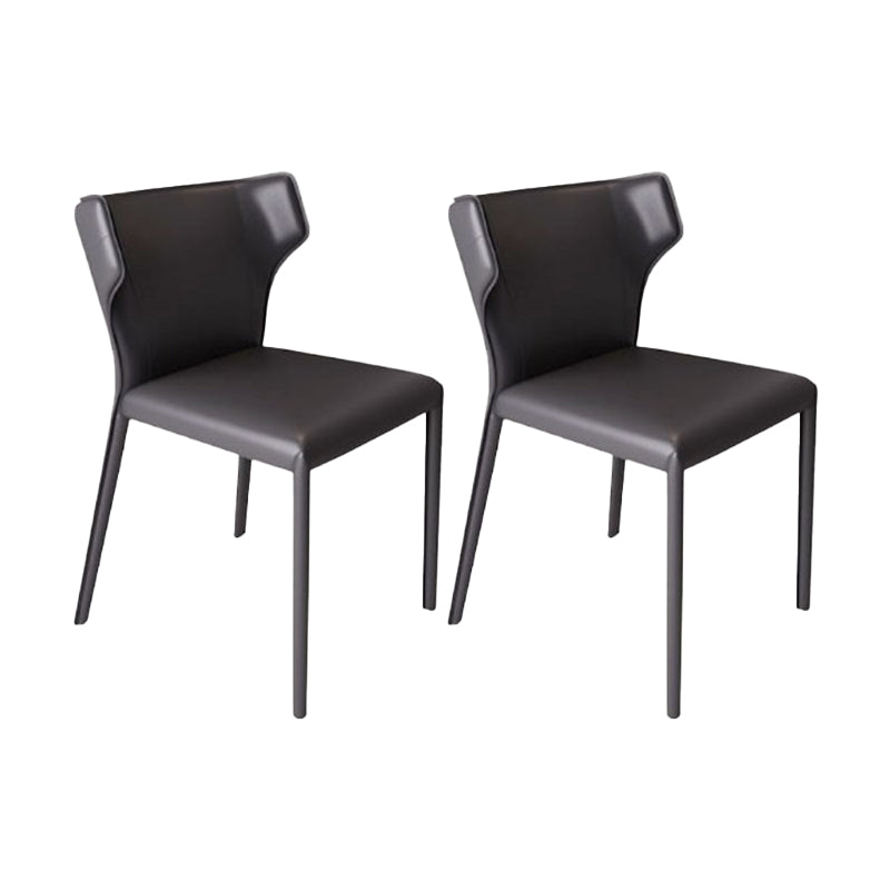 Faux Leather Armless Dining Chairs Modern Wingback Side Chair Black 2 Piece Set Clearhalo 'Dining Chairs' 'Dining Tables & Seating' 'dining_chair' 'furn' 'furn_dining_chair' 'Furniture' 'Kitchen & Dining Furniture' 5589593