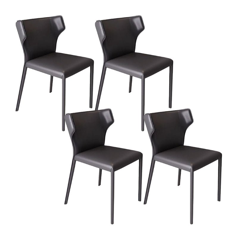 Faux Leather Armless Dining Chairs Modern Wingback Side Chair Black 4 Piece Set Clearhalo 'Dining Chairs' 'Dining Tables & Seating' 'dining_chair' 'furn' 'furn_dining_chair' 'Furniture' 'Kitchen & Dining Furniture' 5589594