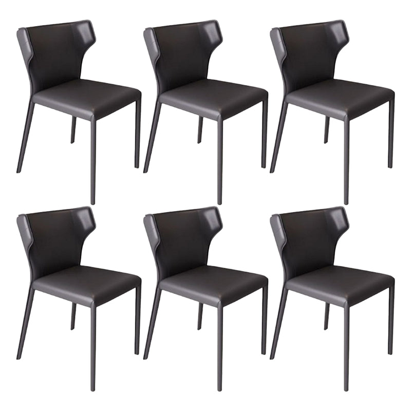 Faux Leather Armless Dining Chairs Modern Wingback Side Chair Black 6 Piece Set Clearhalo 'Dining Chairs' 'Dining Tables & Seating' 'dining_chair' 'furn' 'furn_dining_chair' 'Furniture' 'Kitchen & Dining Furniture' 5589596