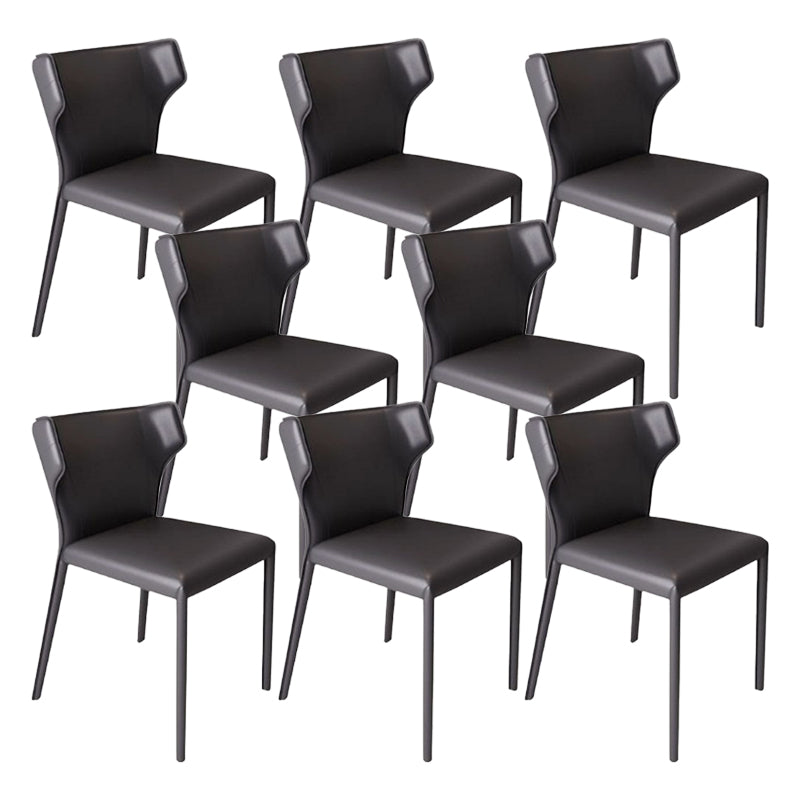 Faux Leather Armless Dining Chairs Modern Wingback Side Chair Black 8 Piece Set Clearhalo 'Dining Chairs' 'Dining Tables & Seating' 'dining_chair' 'furn' 'furn_dining_chair' 'Furniture' 'Kitchen & Dining Furniture' 5589599