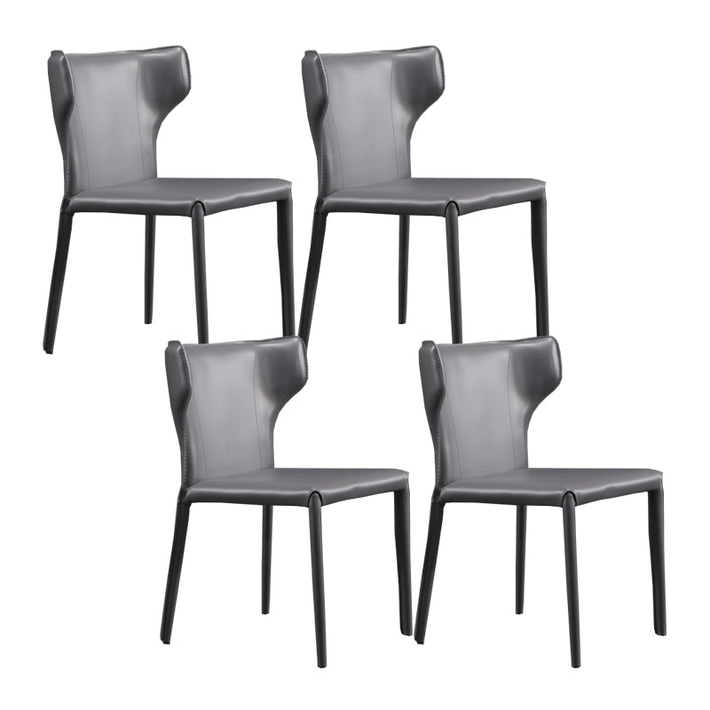 Faux Leather Armless Dining Chairs Modern Wingback Side Chair Grey 4 Piece Set Clearhalo 'Dining Chairs' 'Dining Tables & Seating' 'dining_chair' 'furn' 'furn_dining_chair' 'Furniture' 'Kitchen & Dining Furniture' 5589602