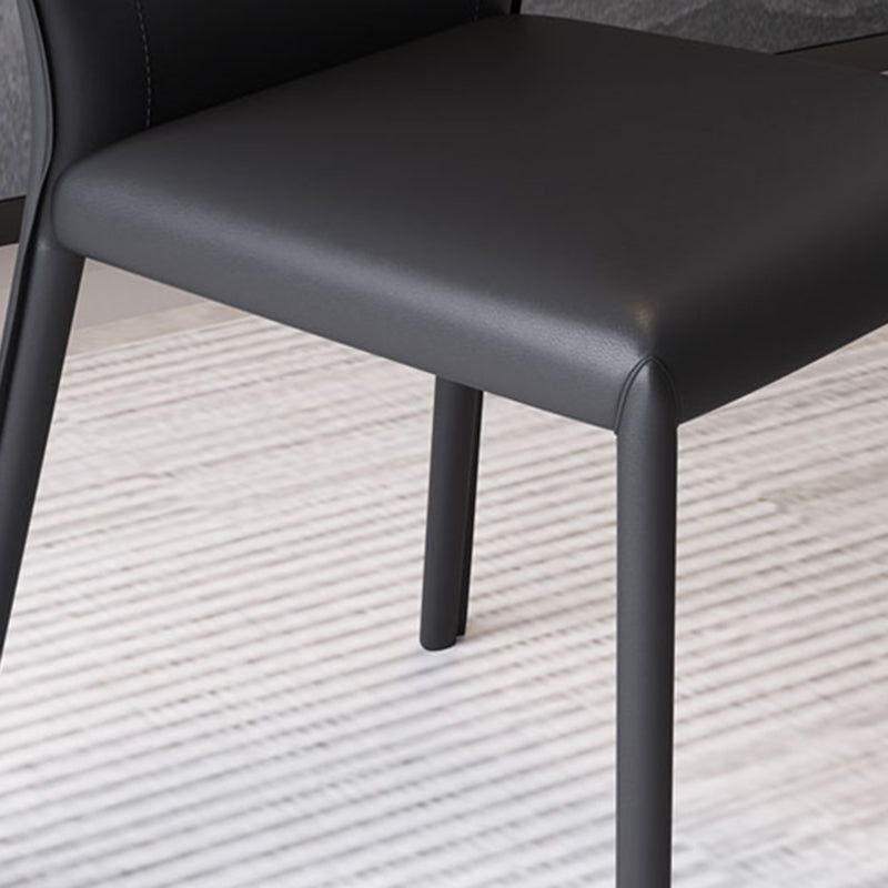 Faux Leather Armless Dining Chairs Modern Wingback Side Chair Clearhalo 'Dining Chairs' 'Dining Tables & Seating' 'dining_chair' 'furn' 'furn_dining_chair' 'Furniture' 'Kitchen & Dining Furniture' 5589604