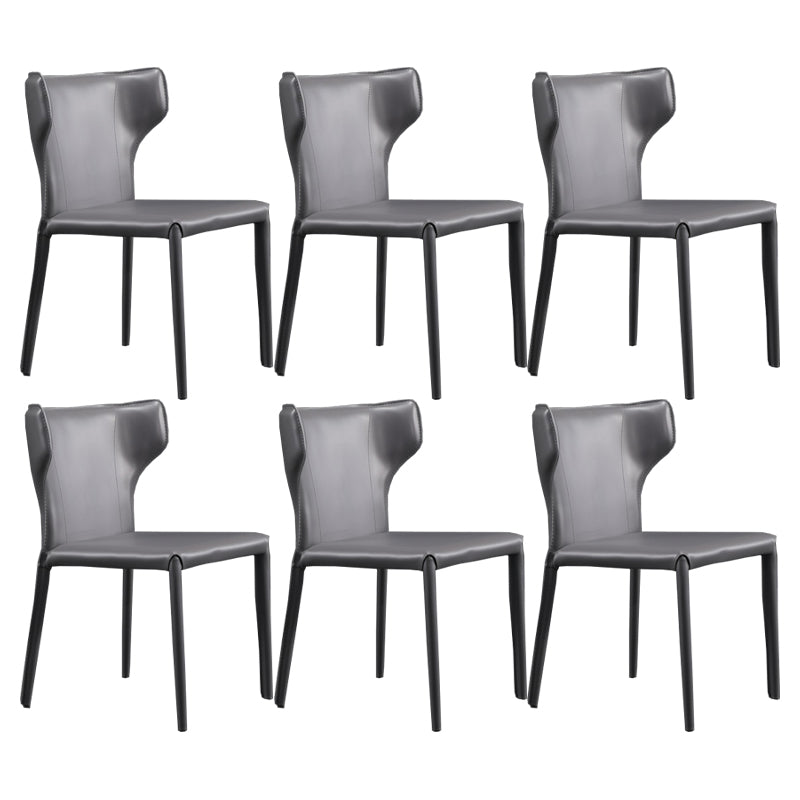 Faux Leather Armless Dining Chairs Modern Wingback Side Chair Grey 6 Piece Set Clearhalo 'Dining Chairs' 'Dining Tables & Seating' 'dining_chair' 'furn' 'furn_dining_chair' 'Furniture' 'Kitchen & Dining Furniture' 5589605