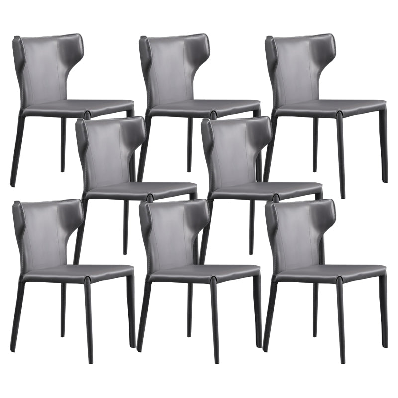 Faux Leather Armless Dining Chairs Modern Wingback Side Chair Grey 8 Piece Set Clearhalo 'Dining Chairs' 'Dining Tables & Seating' 'dining_chair' 'furn' 'furn_dining_chair' 'Furniture' 'Kitchen & Dining Furniture' 5589607