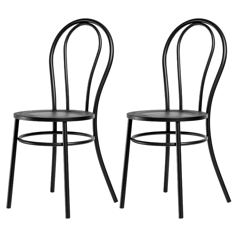 White and Black Dining Chairs Industrial Iron Armless Dining Side Chair Black 2 Piece Set Clearhalo 'Dining Chairs' 'Dining Tables & Seating' 'dining_chair' 'furn' 'furn_dining_chair' 'Furniture' 'Kitchen & Dining Furniture' 5589649