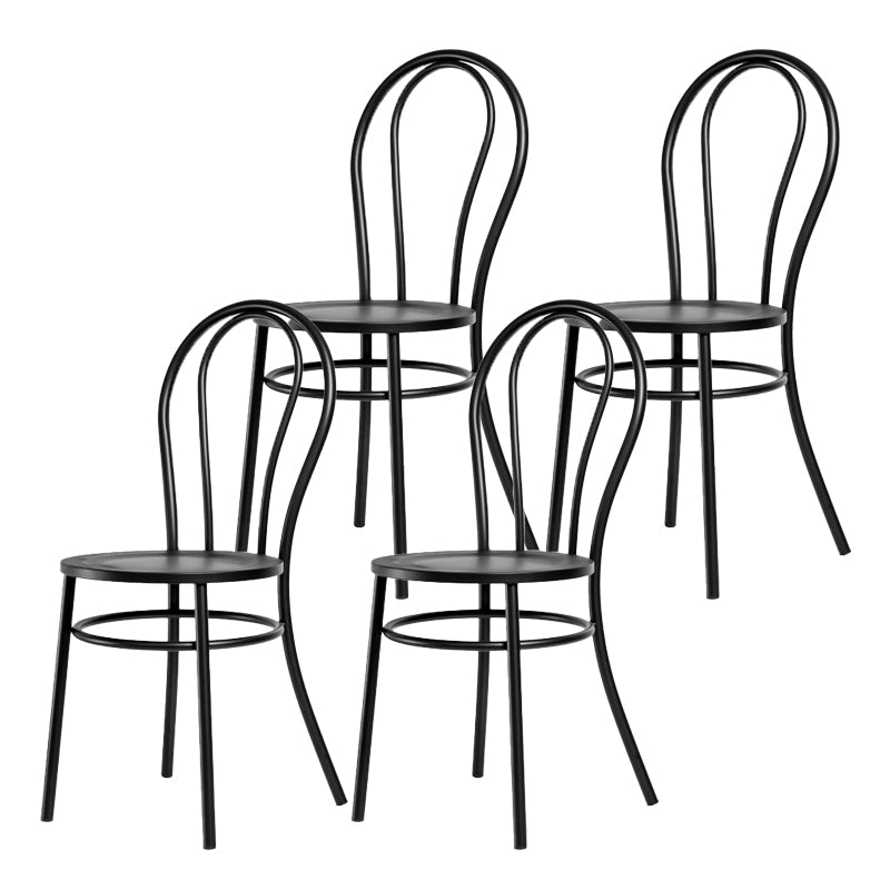 White and Black Dining Chairs Industrial Iron Armless Dining Side Chair Black 4 Piece Set Clearhalo 'Dining Chairs' 'Dining Tables & Seating' 'dining_chair' 'furn' 'furn_dining_chair' 'Furniture' 'Kitchen & Dining Furniture' 5589650