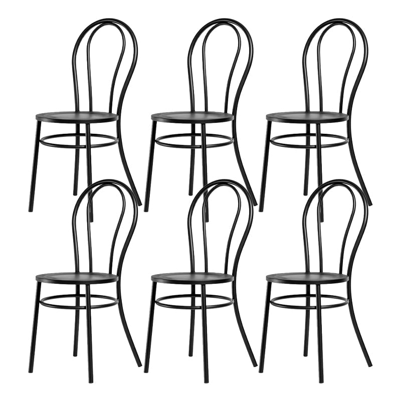 White and Black Dining Chairs Industrial Iron Armless Dining Side Chair Black 6 Piece Set Clearhalo 'Dining Chairs' 'Dining Tables & Seating' 'dining_chair' 'furn' 'furn_dining_chair' 'Furniture' 'Kitchen & Dining Furniture' 5589652