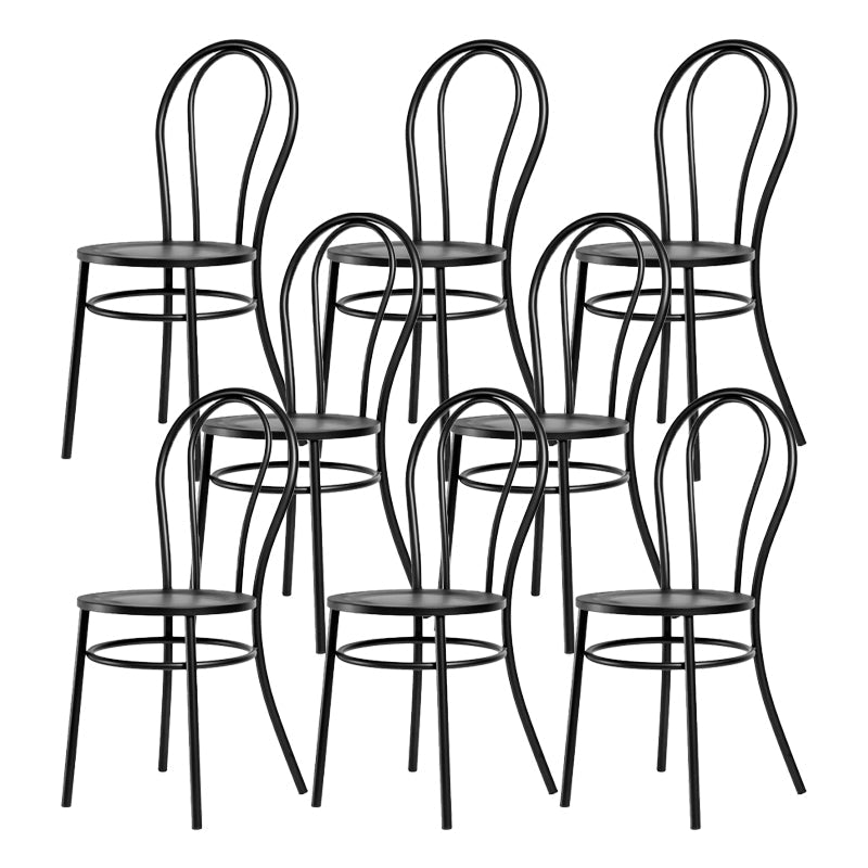 White and Black Dining Chairs Industrial Iron Armless Dining Side Chair Black 8 Piece Set Clearhalo 'Dining Chairs' 'Dining Tables & Seating' 'dining_chair' 'furn' 'furn_dining_chair' 'Furniture' 'Kitchen & Dining Furniture' 5589654